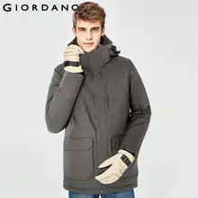 Giordano мужской зимний пуховик средней длины с капюшоном, набивка из натурального утиного пуха