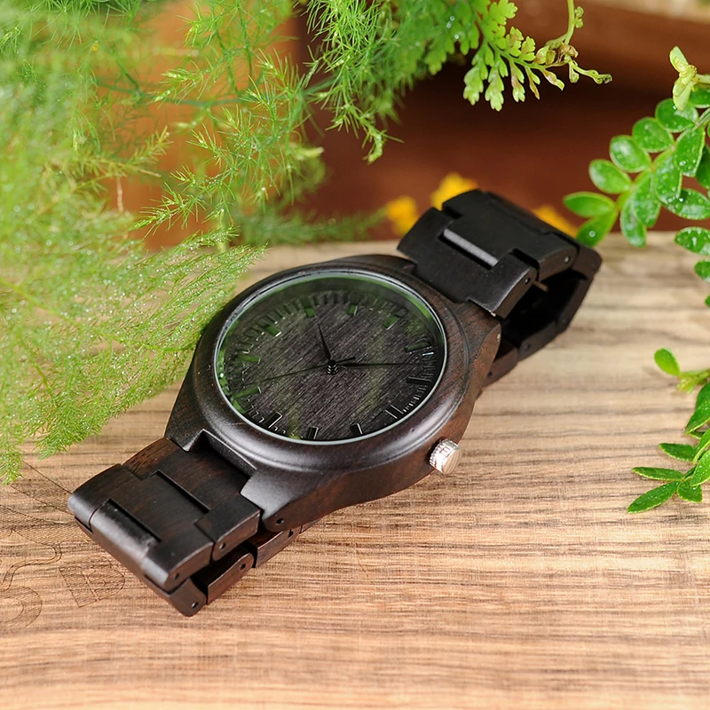 BOBOBIRD деревянные мужские часы с гравировкой черный ремень наручные идея подарка