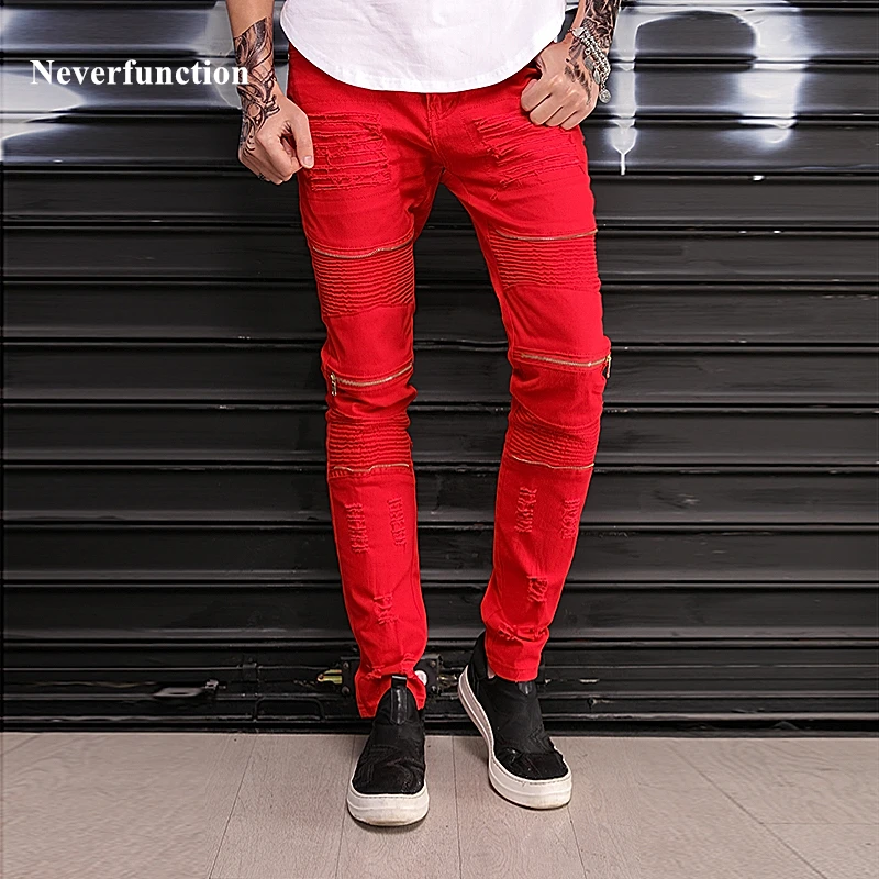 red distressed jeans mens