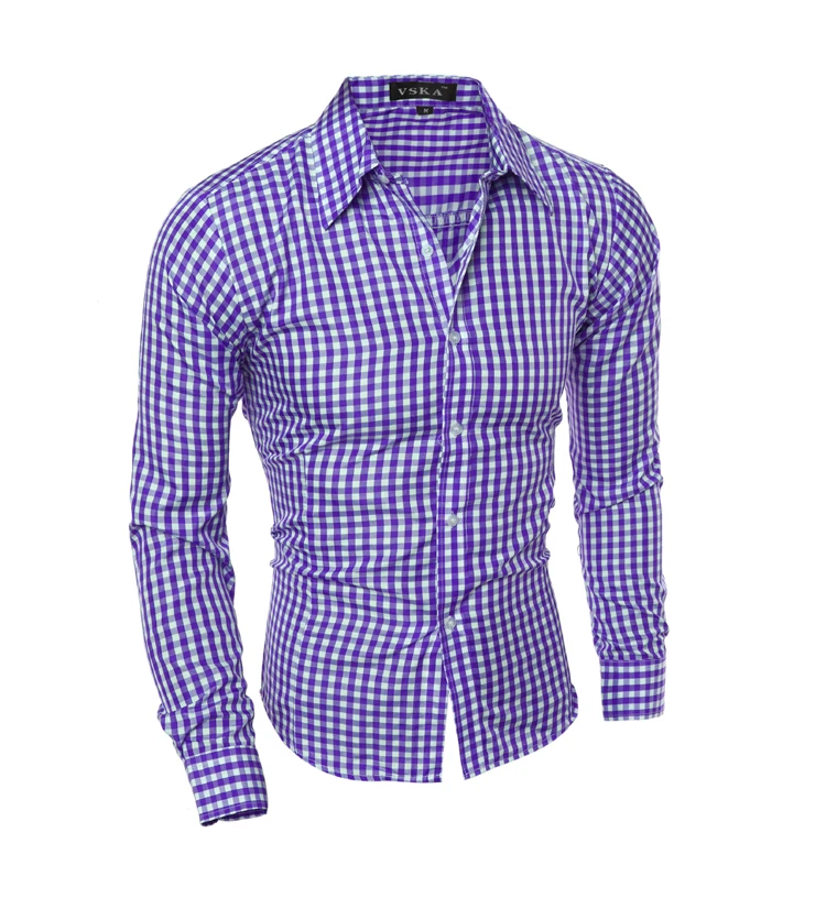 Новая модная мужская рубашка с длинным рукавом мужская рубашка Брендовые повседневные деловые стильные рубашки 7 цветов Лидер продаж - Цвет: Blue