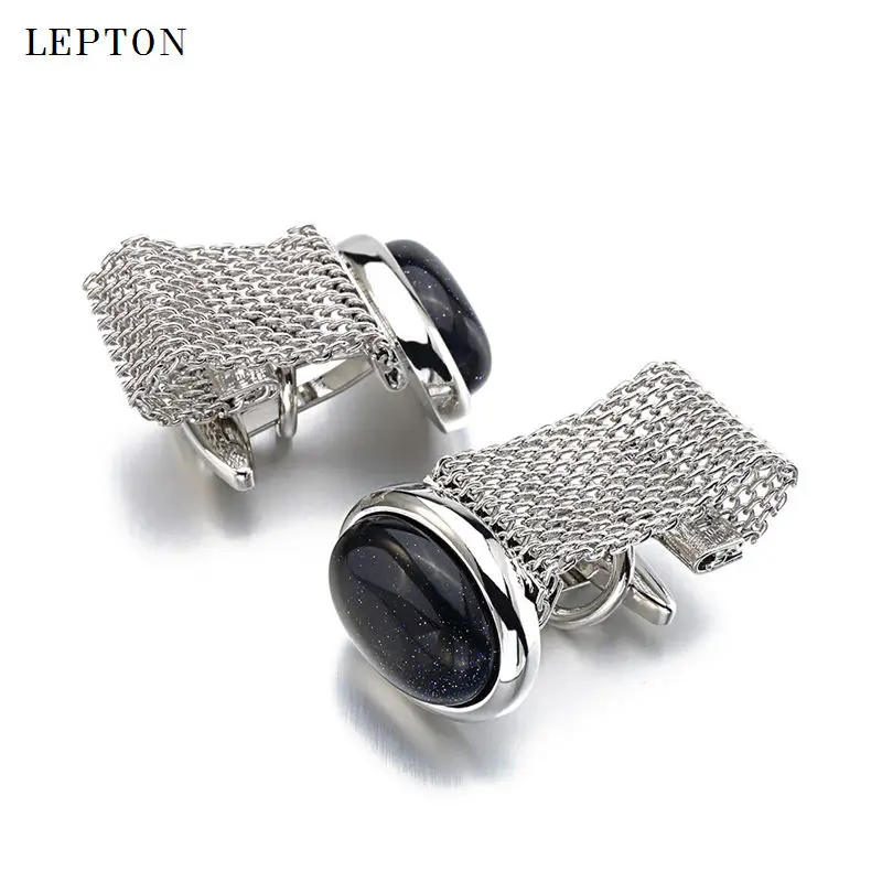 Hot Luxury Red Onyx Cufflinks for Mens Lepton Brand Men Shirt Cuffs Cufflink High Quality ellipse Stone Cuff links gemelos