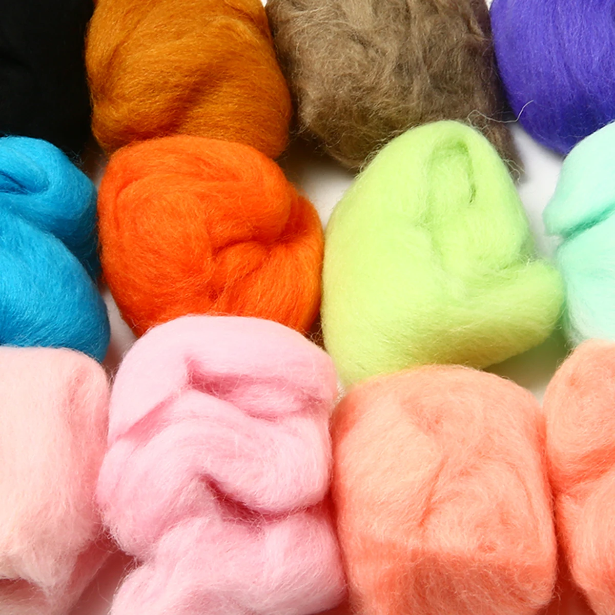 12 Colors For DIY Needle Wool Fibre Roving  Felting Hand Spinning DIY Fun Doll Needlework Raw Wool Felt poke 5g/bag