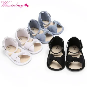 

Newborn Baby Girls Sandals Cotton Bow Soft Bottom Non-Slip Baby Sandals Summer Fashion Princess Baby Sandals