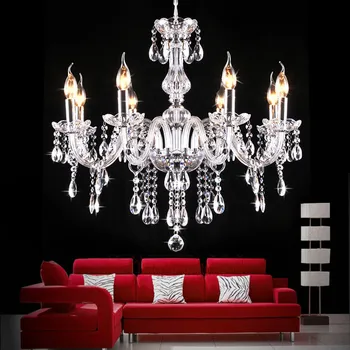 

8 Bulbs Modern European LED Candle Crystal Chandelier Light Lighting Lamp Modern Fixture Dining Room Living Room 38