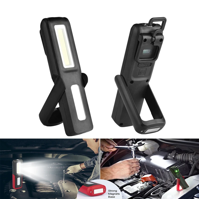 

USB Rechargeable Hanging Torch Lamp Magnetic COB LED Flashlight Work Inspection Light Powerful Portable Touch Lamp