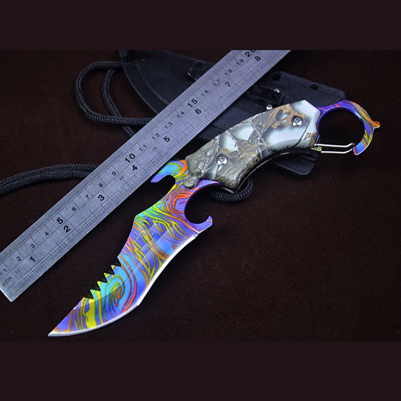 

TAC01 Outdoor multi-purpose claw knife Camo hunting knife camping training small straight knife outdoor tools