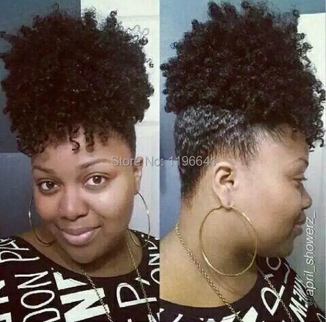 Clip In Short High Afro Puff Kinky Curly Brazilian Virgin Hair