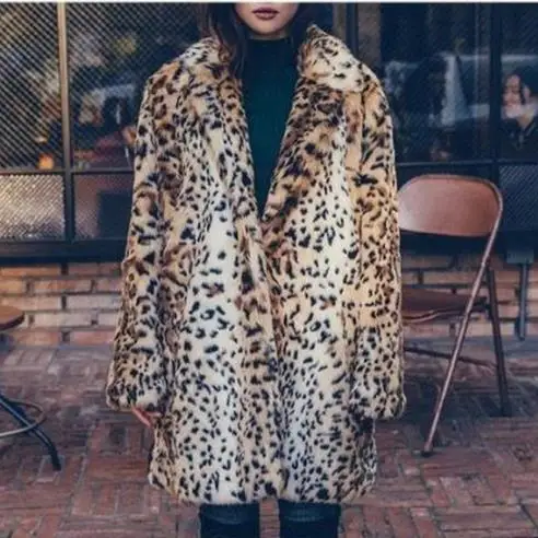 Пушистое Женское пальто из искусственного меха леопардовое зимнее vetement femme куртки из искусственного меха винтажная шуба из искусственной норки пальто J102