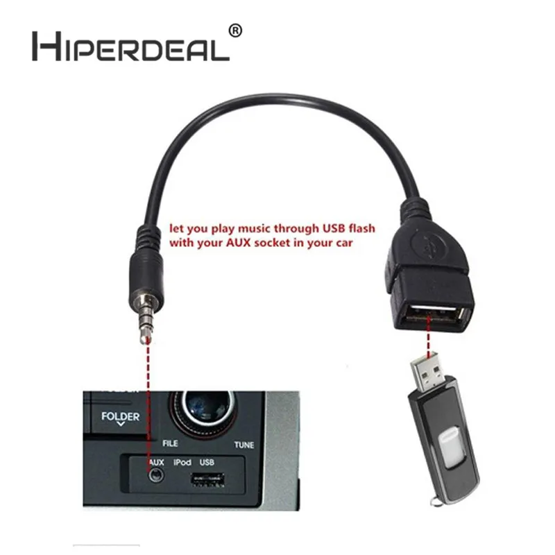 3.5mm Male Audio AUX Jack to USB 2.0 Type A Female OTG Converter Adapter Cable