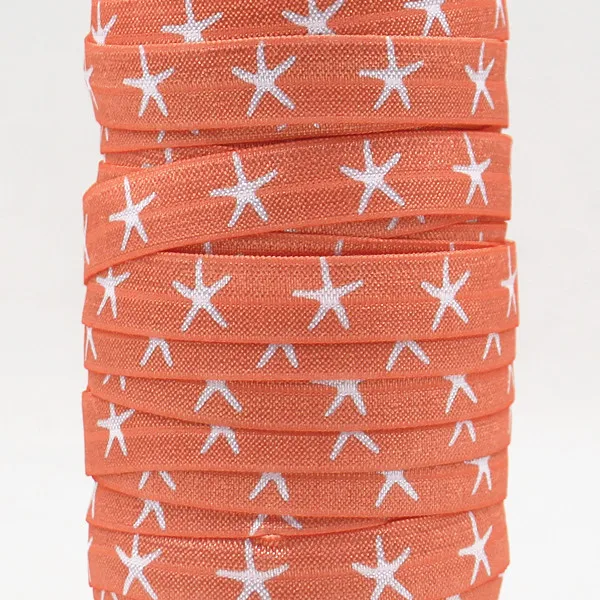 

Q&N ribbon wholesale/OEM 5/8inch 150409009 flower printed in blue folded over elastic FOE 50yds/roll free shipping