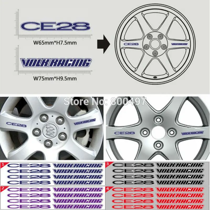 

4 x Newest CE28 3M Adhesive Vinyl Wrap Racing Decals Sticker Wheel Hub Pegatinas Car Styling Motor Part Auto Rim Accessories
