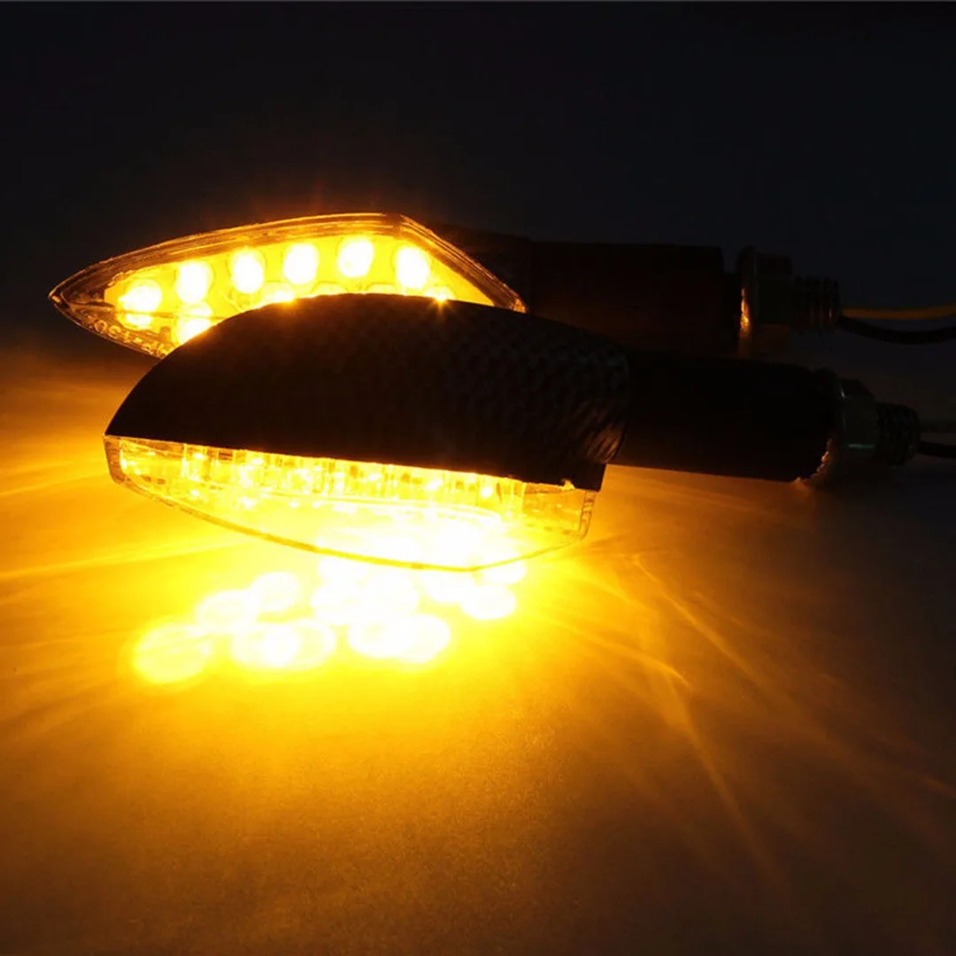 2pcs/set 12V LED Motorcycle Turn Signal Indicator Light Amber For Honda Suzuki