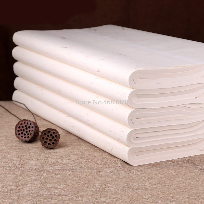 100pcs Xuan Paper Chinese Semi-Raw Rice Paper For Chinese Painting Calligraphy Or Paper Handicraft Supplies 34x69cm