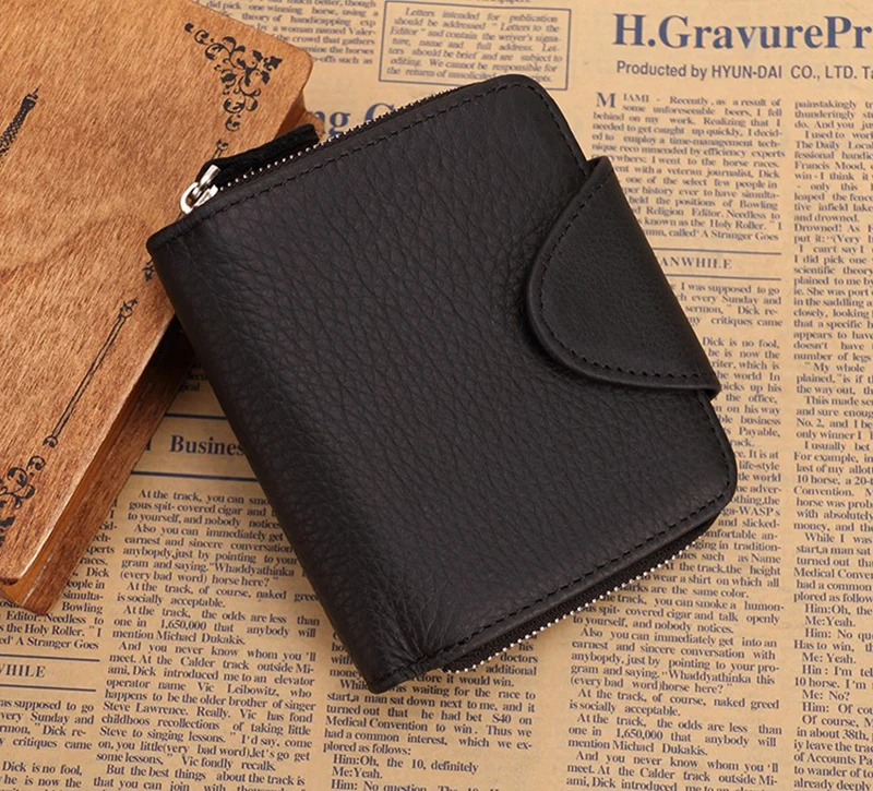 0 : Buy Men&#39;s genuine leather coin wallet Real leather snap short wallet Snap coin ...