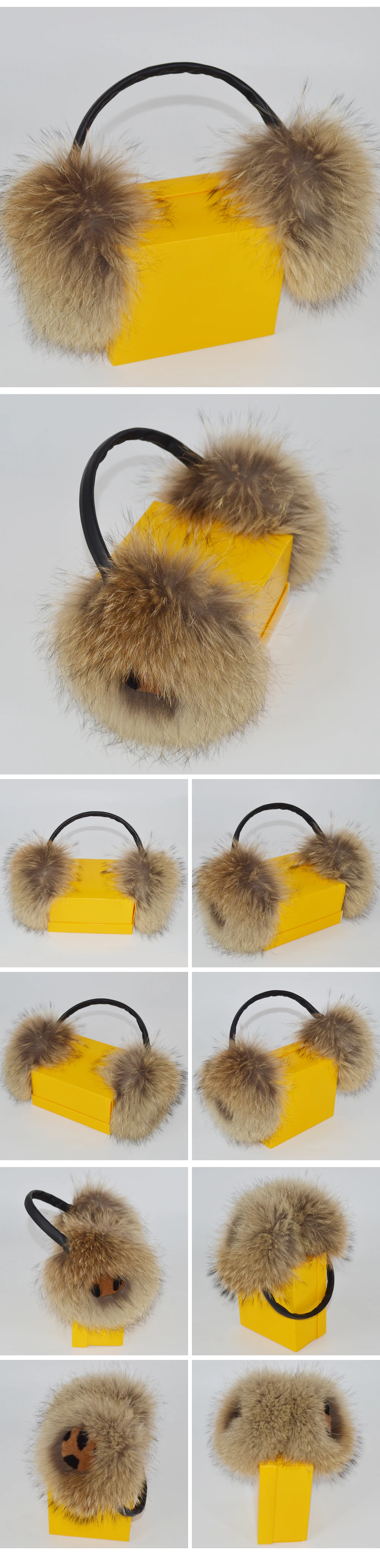 Adjustable Genuine Real Fox Fur Earmuff Women Winter Warm Big Fox Fur Plush Ear Muffs Girls Lovely Real Fox Fur Earmuffs