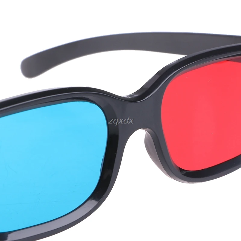Fashion Universal Black Frame Red Blue Cyan Anaglyph 3D Glasses 0.2mm For Movie Game DVD Whosale&Dropship