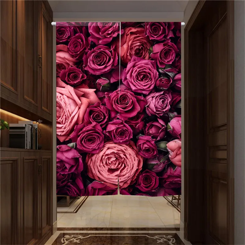 

Bright Rose Pattern Curtain Rose Row Decoration Warm And Romantic Wedding Room Layout Curtain Customization