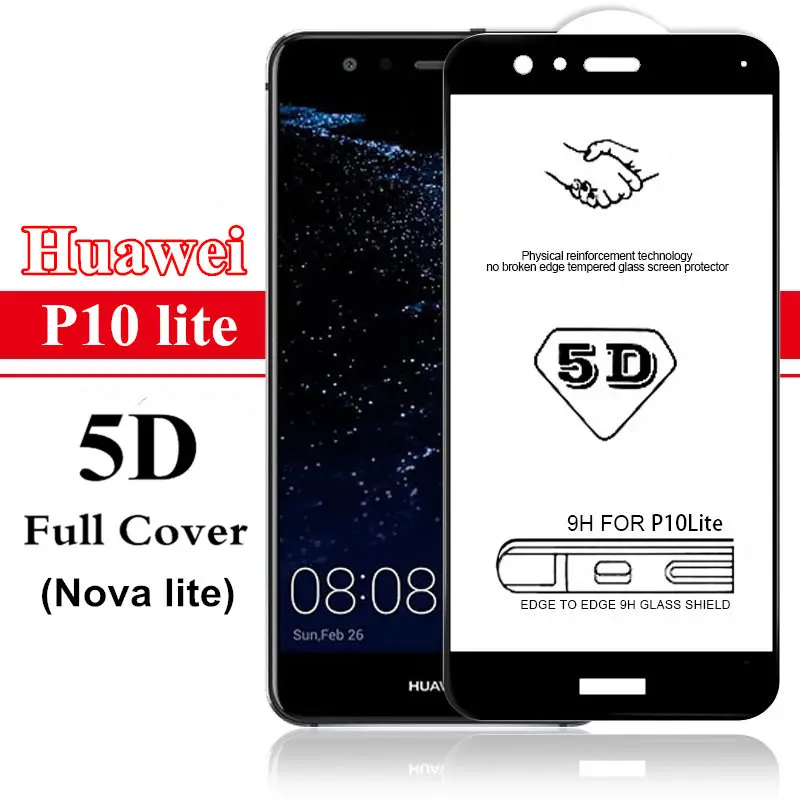 Новое 5D закаленное стекло для HUAWEI P20 P30 Pro P10 mate 10 20 lite 20X P smart P8 lite полная защитная пленка для экрана пленка - Цвет: Honor 10 lite