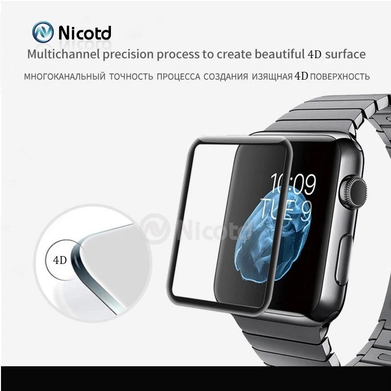 Nicotd 4D5D Curved Full Coverage Tempered Glass For Apple Watch 321 3D Screen Protector Cover 38mm 42mm full glue glass film (5)
