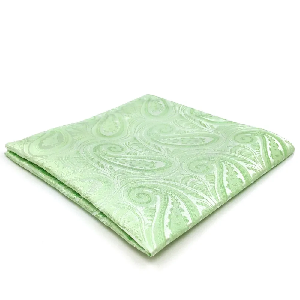 

EH6 Light Green Paisley Silk Pocket Square Handkerchief Classic