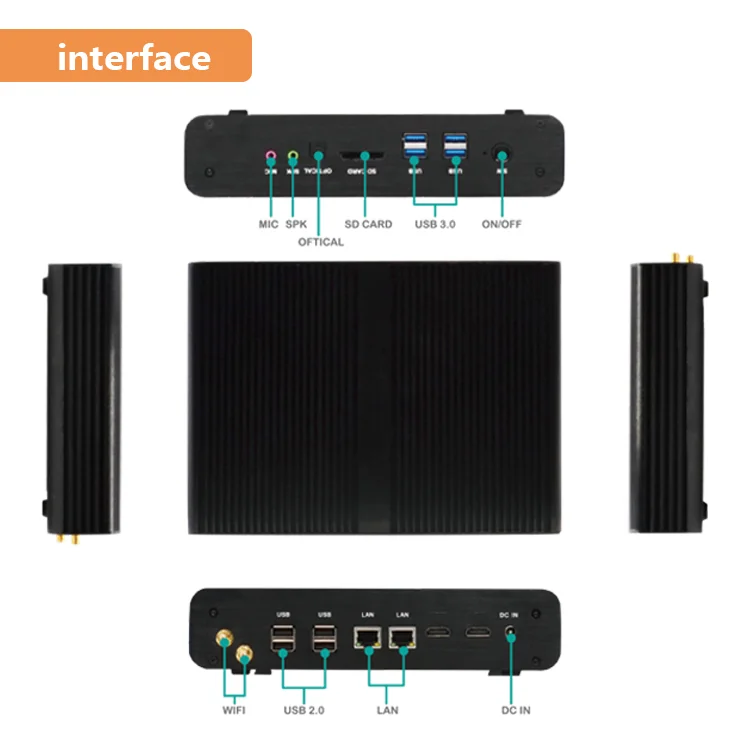 Безвентиляторный Миниатюрный Настольный ПК Двойной lan двойной дисплей i7 5500u с 8 Гб DDR3 ram 128G SSD