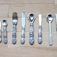 Милый Кукольный Миниатюрный серебряный цвет наборы посуды 9 шт