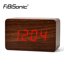FiBiSonic деревянные будильники, термометр деревянный светодиодный цифровой голосовой стол, электронные мини-часы