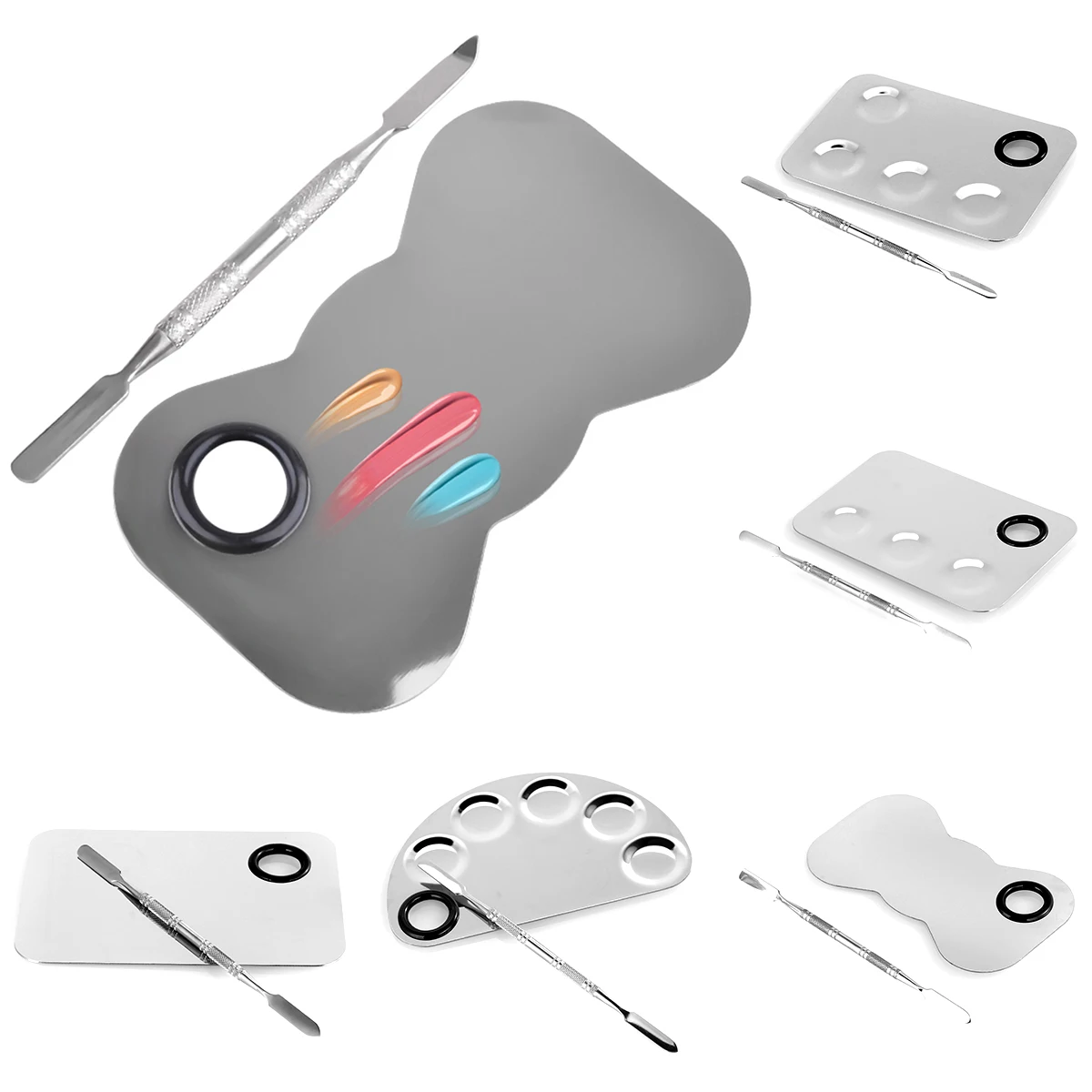 

Stainless Steel Mirror Surface Makeup Mixing Palette Foundation Nail Art Plate Pigments Cosmetics Mixing Palette with Spatula