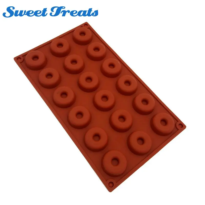 

Sweettreats 1PCS 18 Cavity Diy Donut Shape Round Muffin Sweet Candy Jelly Fondant Cake Chocolate Mold Silicone Tool Baking Pan