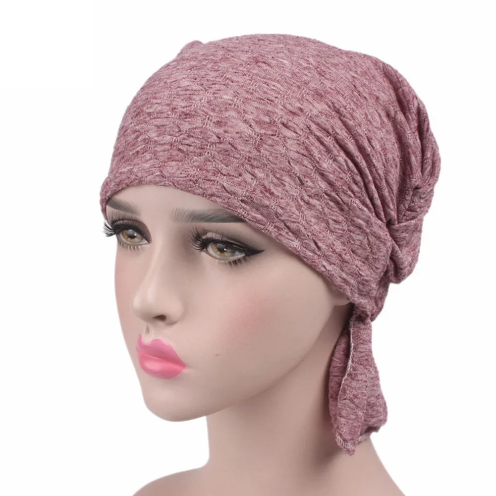 Вязаная мусульманская химическая Шапка-тюрбан, стрейчевый хиджаб, подарок, мягкий хлопковый женский головной платок, обертывание, женская шапка для выпадения волос - Цвет: Brick Red