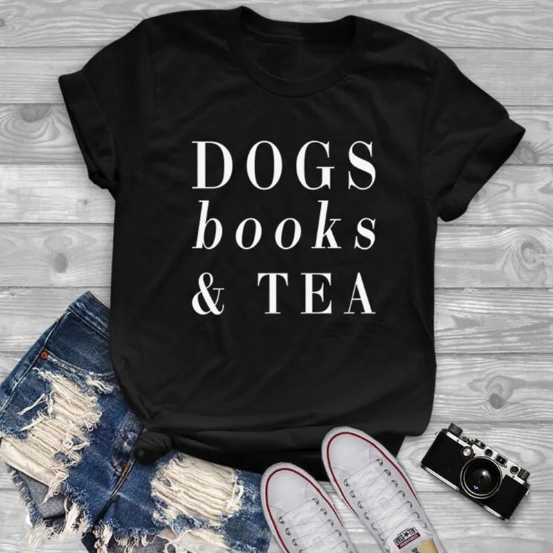 Pkorli Dogs Books & Tea T Shirt Women Cute Dog Tees Funny Letter Printed Summer Streetwear Tops Tee Harajuku Camisetas Mujer Pkorli Dogs Books & Tea T Shirt Women Cute Dog Tees Funny Letter Printed Summer Streetwear Tops Tee Harajuku Camisetas Mujer