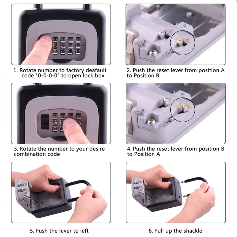 Wall Mount Key Storage Box Organizer Security Keyed Door Lock With 4 Digit Combination Password Zinc Alloy Secret Safe 7