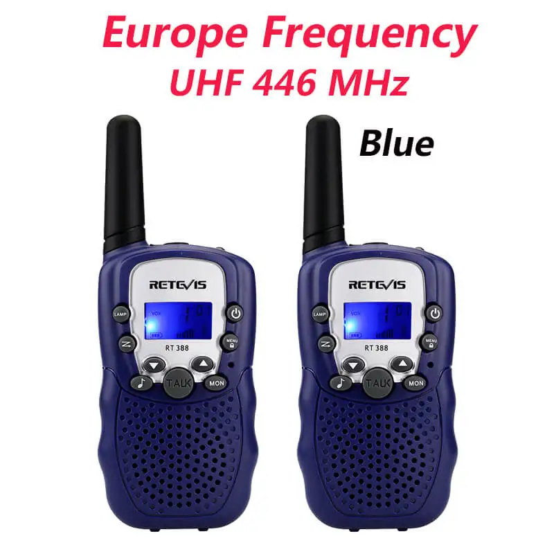 2 шт игрушка Walkie Talkie детская радиостанция Retevis RT388 0,5 Вт PMR PMR446 двухсторонний радио фонарик коммуникатор Рождественский подарок - Цвет: Blue EU frequency