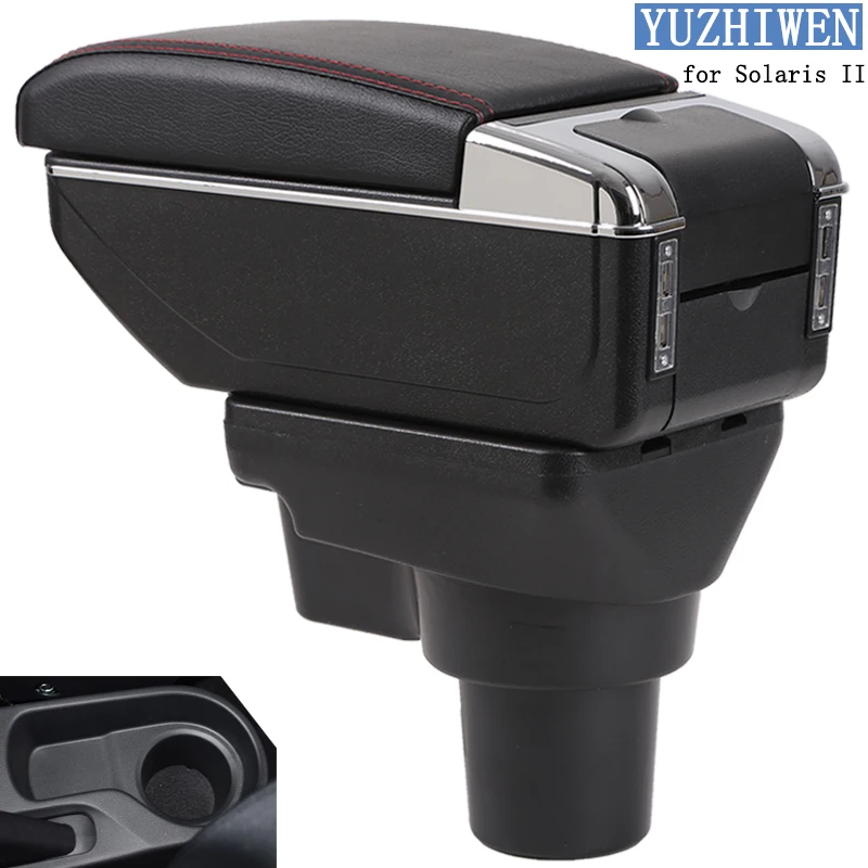 

For Hyundai Solaris armrest box Solaris 2 universal 2017-2019 car center console modification accessories double rise with USB