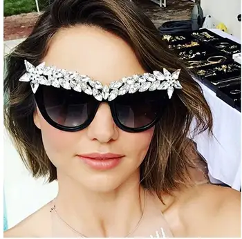 

Fashion Crystal Luxury Star Models Sunglasses for Women Personalized Cat Eye Big Framework Sun glasses Accessories Gafas de sol