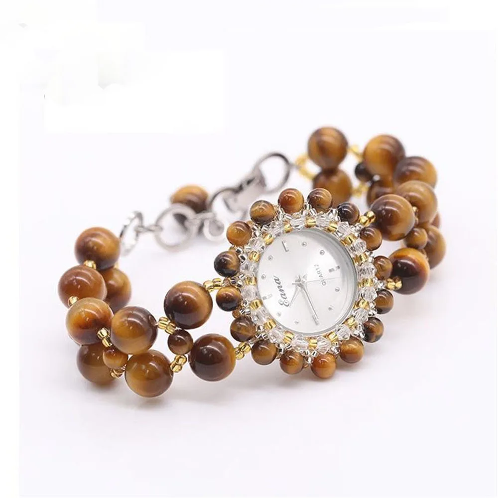 

Explosive Female Quartz Watch Natural Tiger Eye Stone Bracelet Watch Crystal Watch