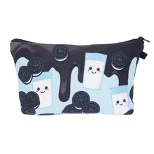 Milk and yolo cookie 3D printing Pencil bags cosmetic bag organizer 2016 who cares trousse de maquillage necessaire women pouch