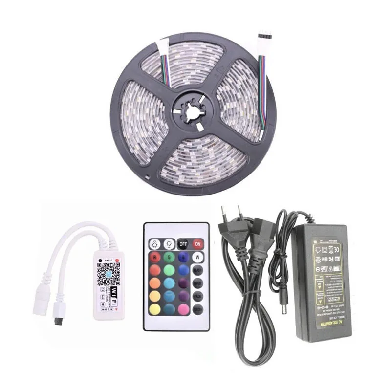 Смарт WI FI светодиодный светильник полосы DC12V SMD5050 RGB белый теплый гибкие света Bande