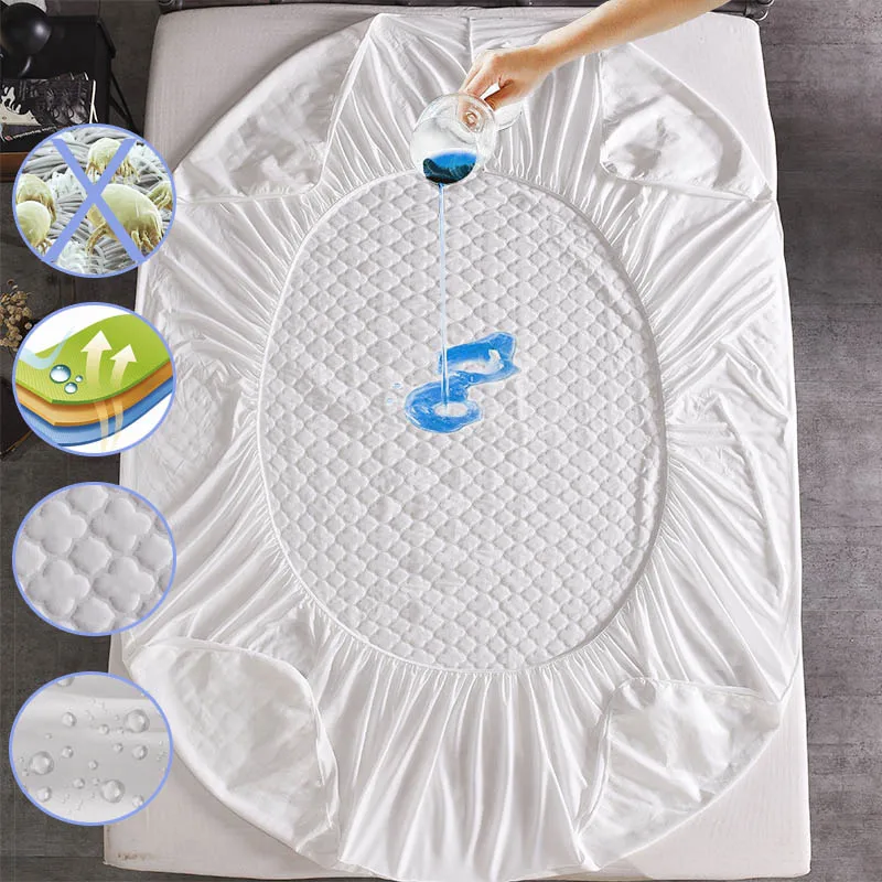Dobby Waterproof Mattress Protector Super Soft Bed Sheet Anti Mite Mattress Cover Matress Protector