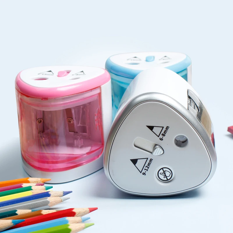 

Tool changer 3 Color 2 Double Holes Automatic Electric Pencil Sharpener Home School Office Desktop Students Supplies safety