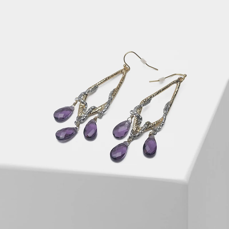 

Geometric design pendant retro drop earrings