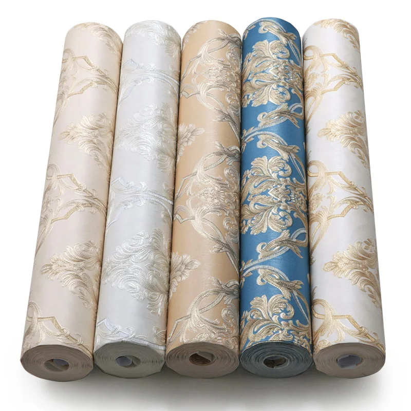 papier peint European Damask Wall Papers Home Decor Flower Blue Wallpaper Roll for Living Room Bedroom Walls Mural 3D behang