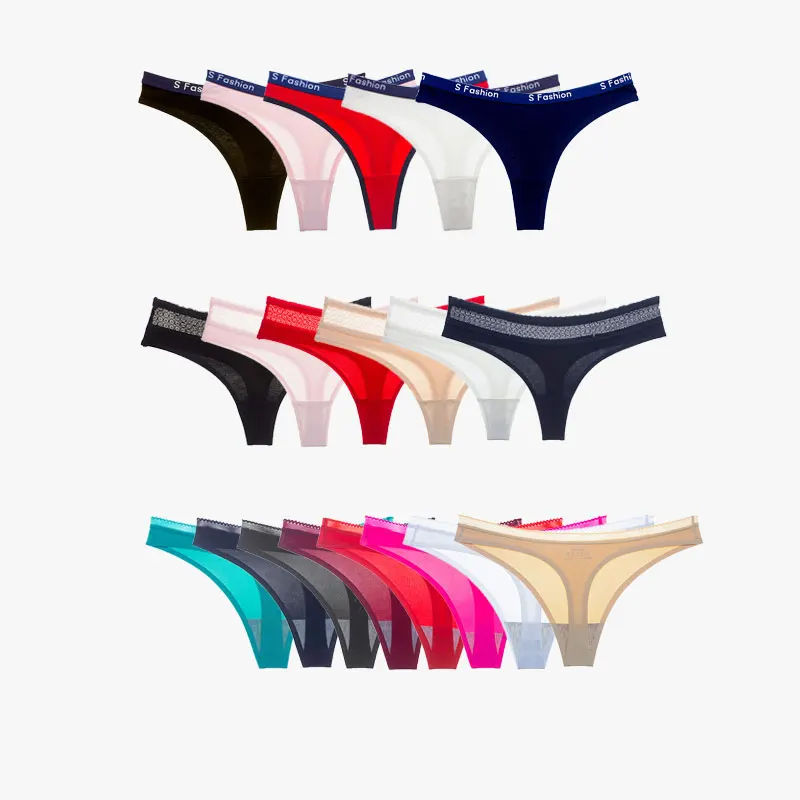 

SP&CITY 3PCS Women Sexy Thin Seamless Panties Transparent Cotton Thongs String Lace Hollow Out Underwear Sporty Tanga Lingerie