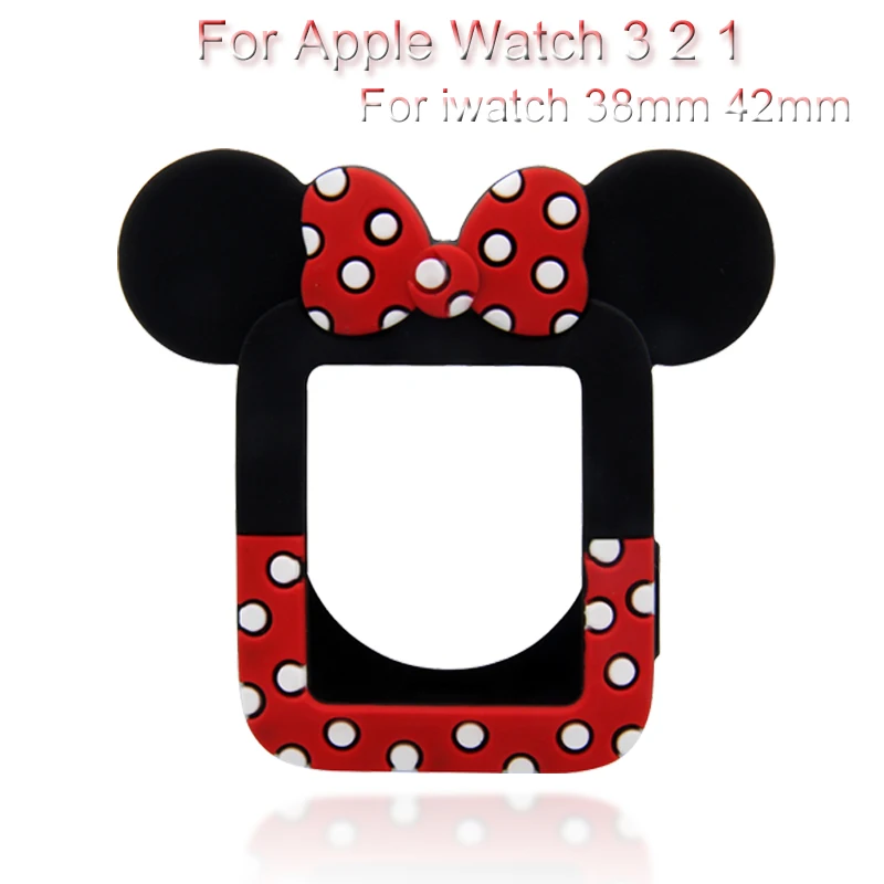 Часы с рисунком Minnie на циферблате чехол для Apple Watch 3 2 1 мультяшный защитный чехол для iwatch 38 мм 42 мм бампер милые уши Микки Мауса мягкий чехол