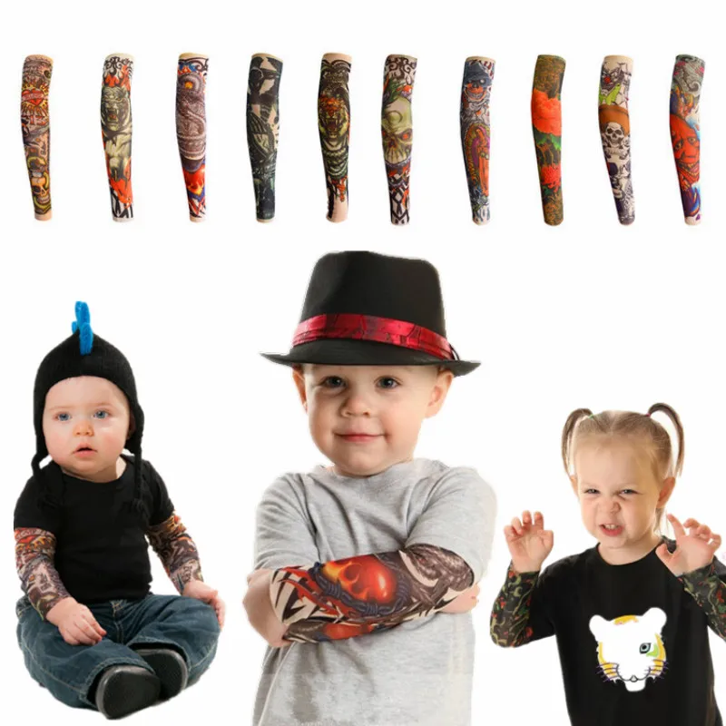 

New Fashion Children Tattoo Sleeves Arm Warmer UV Protection Outdoor Temporary Fake Tattoo Arm Sleeve Warmer Sleeve For Kids
