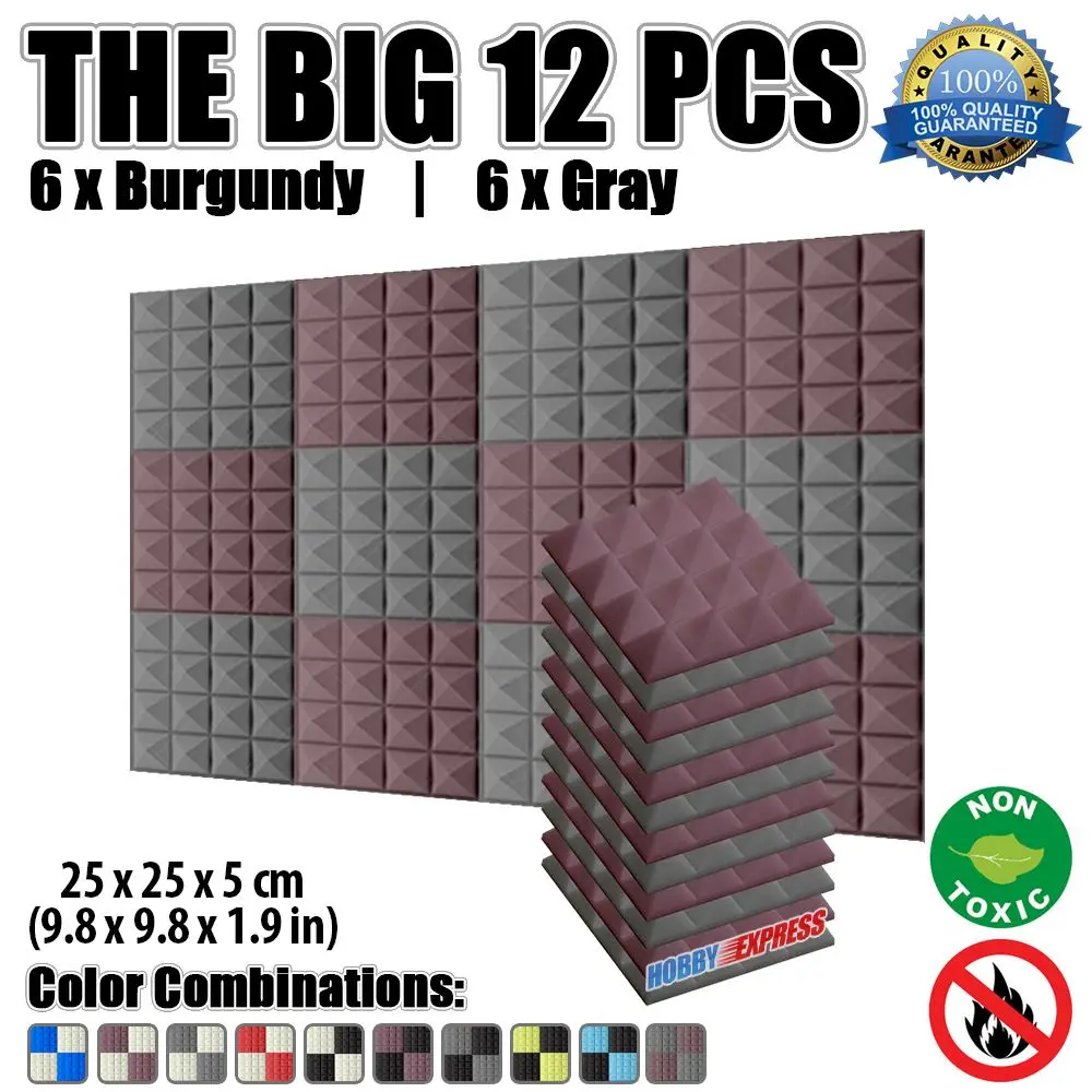 

Arrowzoom 25x25x5 см (9,8x9,8x1,9 дюйма) 12 шт. в упаковке Звукопоглощающая Пирамида Акустическая студийная пенопластовая панель KK1034