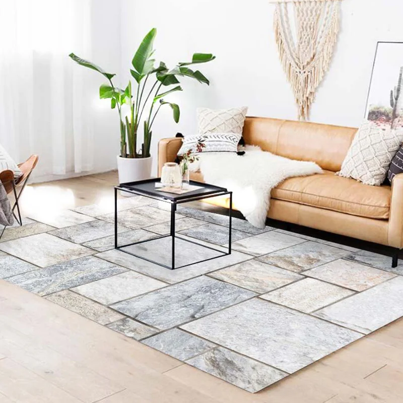 

Living Room Carpet Nordic Minimalist Geometric Home Floor Mat Decoration Rectangular Bedroom Rug Non-slip Coffee Table Mat