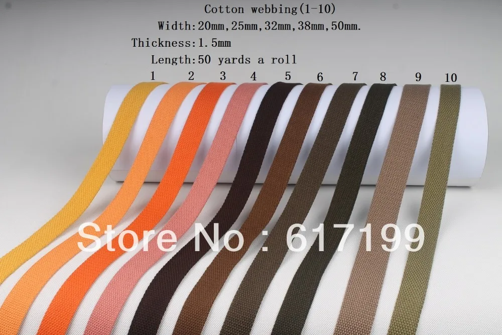 

6/8" (2cm) wide 50 yards long a roll cotton webbing ribbon