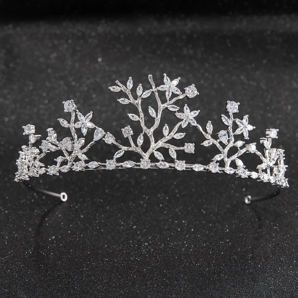

Crystals CZ Cubic Zirconia Wedding Bridal Branch Tiara Diadem Crown Women Prom Hair Jewelry Accessories CH10254