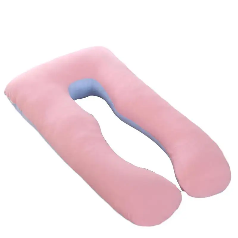 Многофункциональная Двойная Подушка для беременных женщин с боковым швом, хлопковая моющаяся u-образная Подушка для сна - Цвет: Розовый